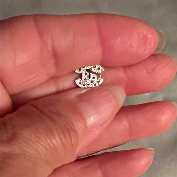 Silver 925, Crystal Logo studs Earrings - Picture 2 of 4